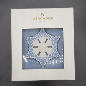 Wedgwood 2013 Pierced Jasperware Blue & White Snowflake Ornament In Original Box